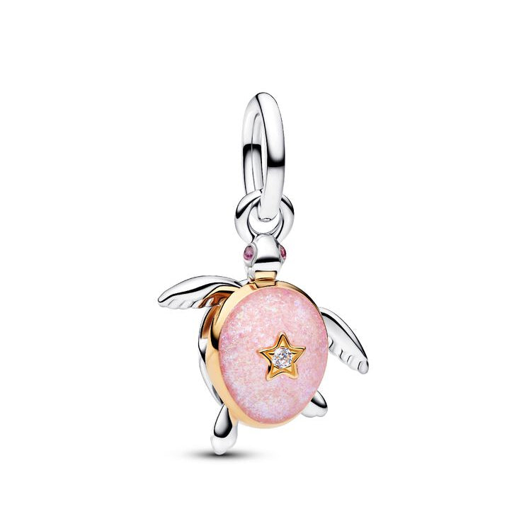 2026 Synthetic Diamond and Pink Sea Turtle Pendant Charm