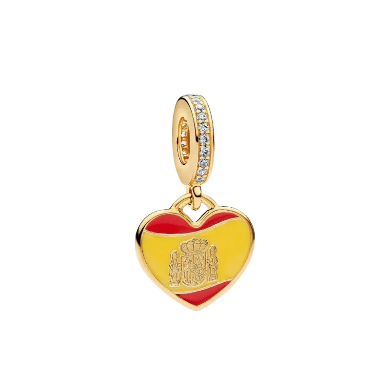 Pandora Spanish Flag Golden Heart Dangle (763926C01_E002) – The