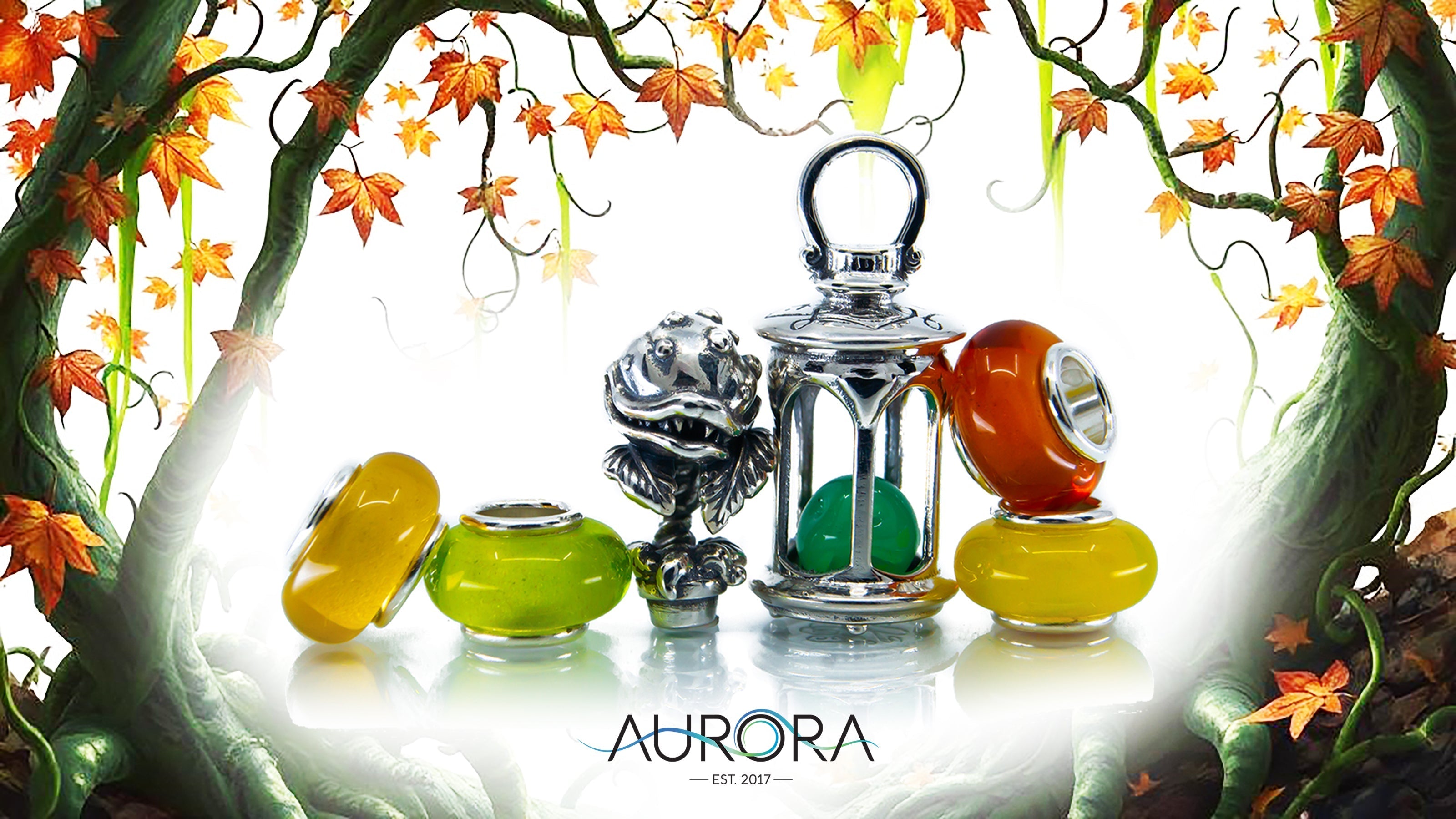 Explore the new story-driven Halloween collection from Aurora Charm, featuring the Ecto Hunt Lantern, Little Sprout of Munchie, and seasonal spacers.