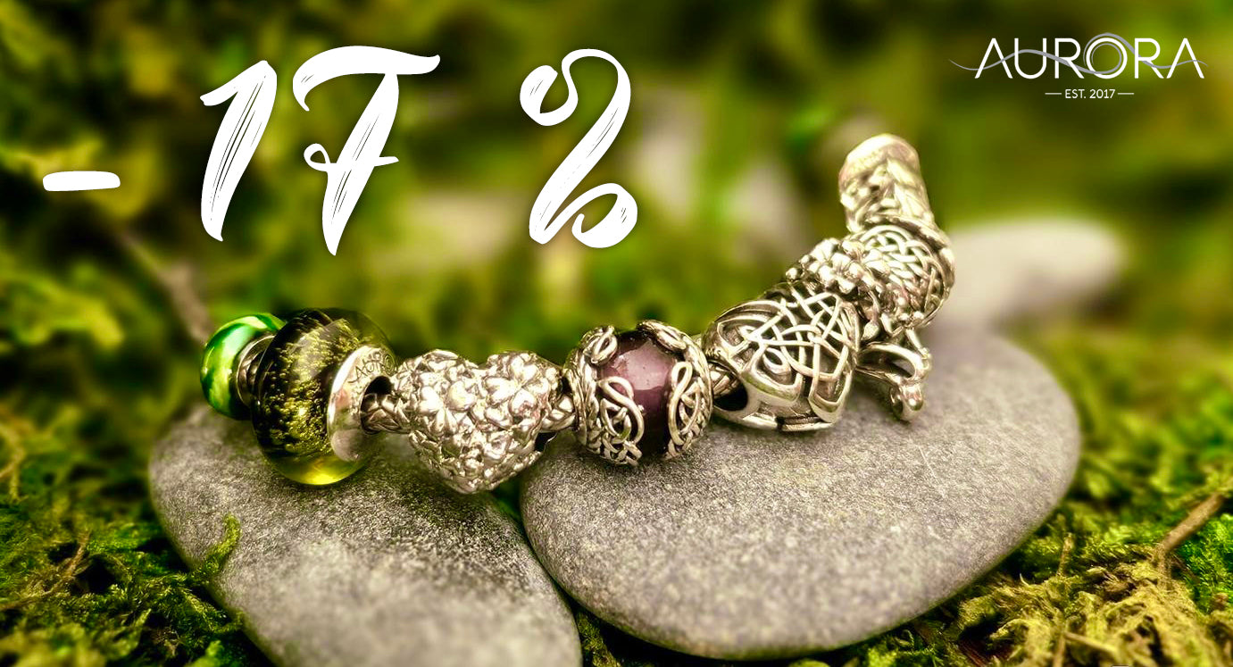 Aurora Charm bracelet with some of their Beads and the Remark that they're 17% off. This deal is available at The Alternative Bead between the 14th and 17th of March 2025