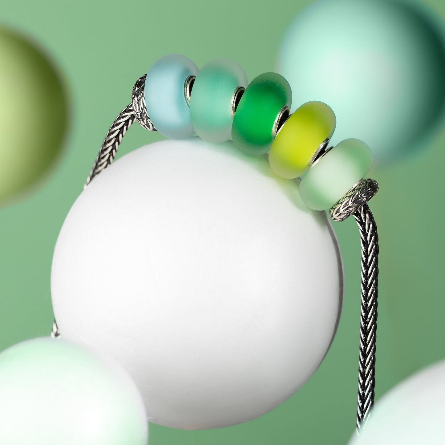 Green; Silver Elfbeads Light Mint Frost Charm by The Alternative Bead 