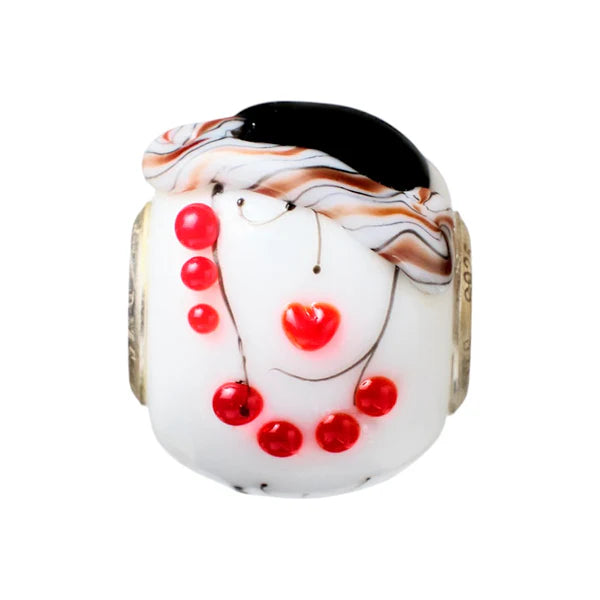 VIP-CHARMS Coffee Muse Murano Glass Bead white; red glass Bead by The Alternative Bead. Your official VIP-CHARMS Retailer from Germany