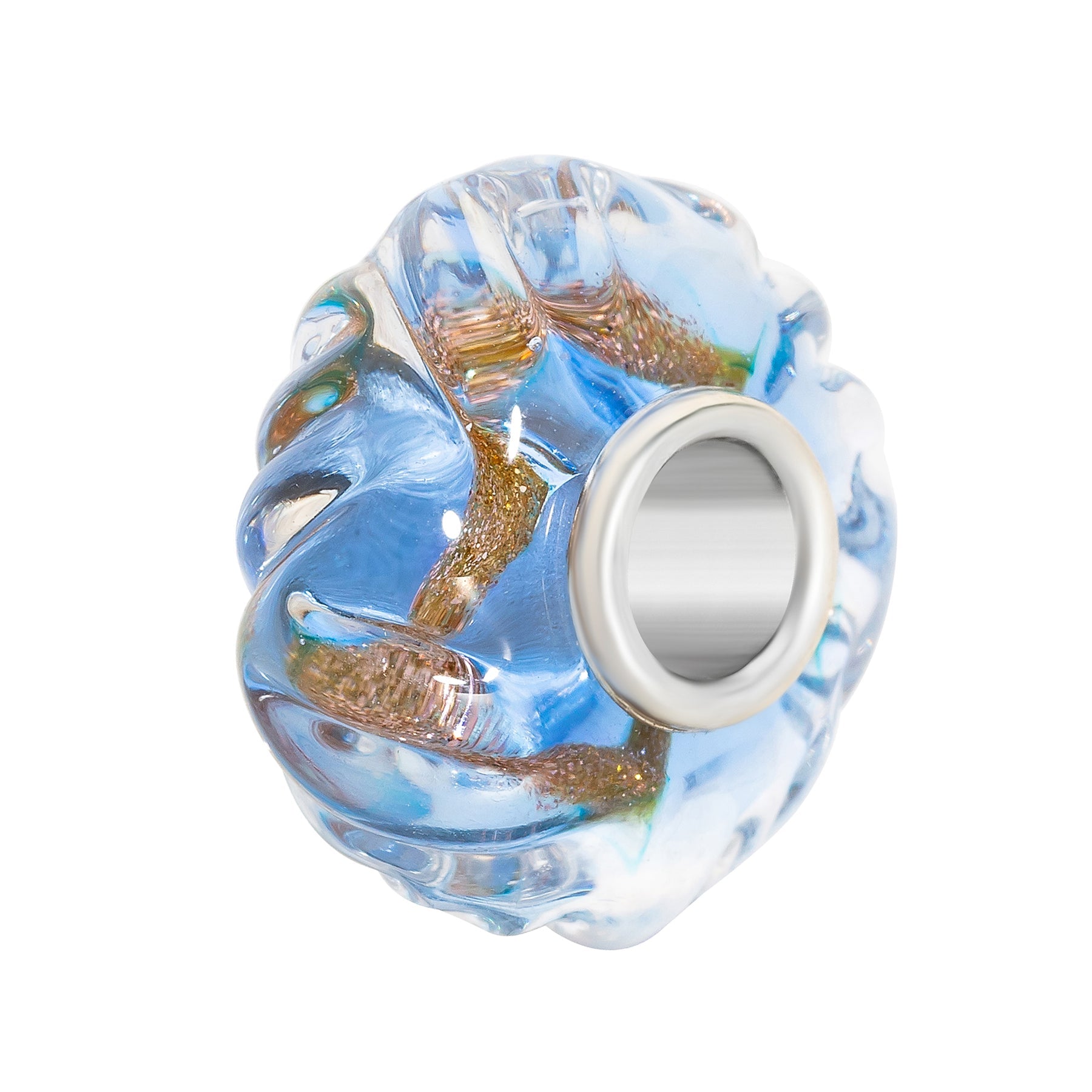 Blue; Silver Elfbeads Forget-Me-Not Gold Sprinkles Roll Charm by The Alternative Bead 