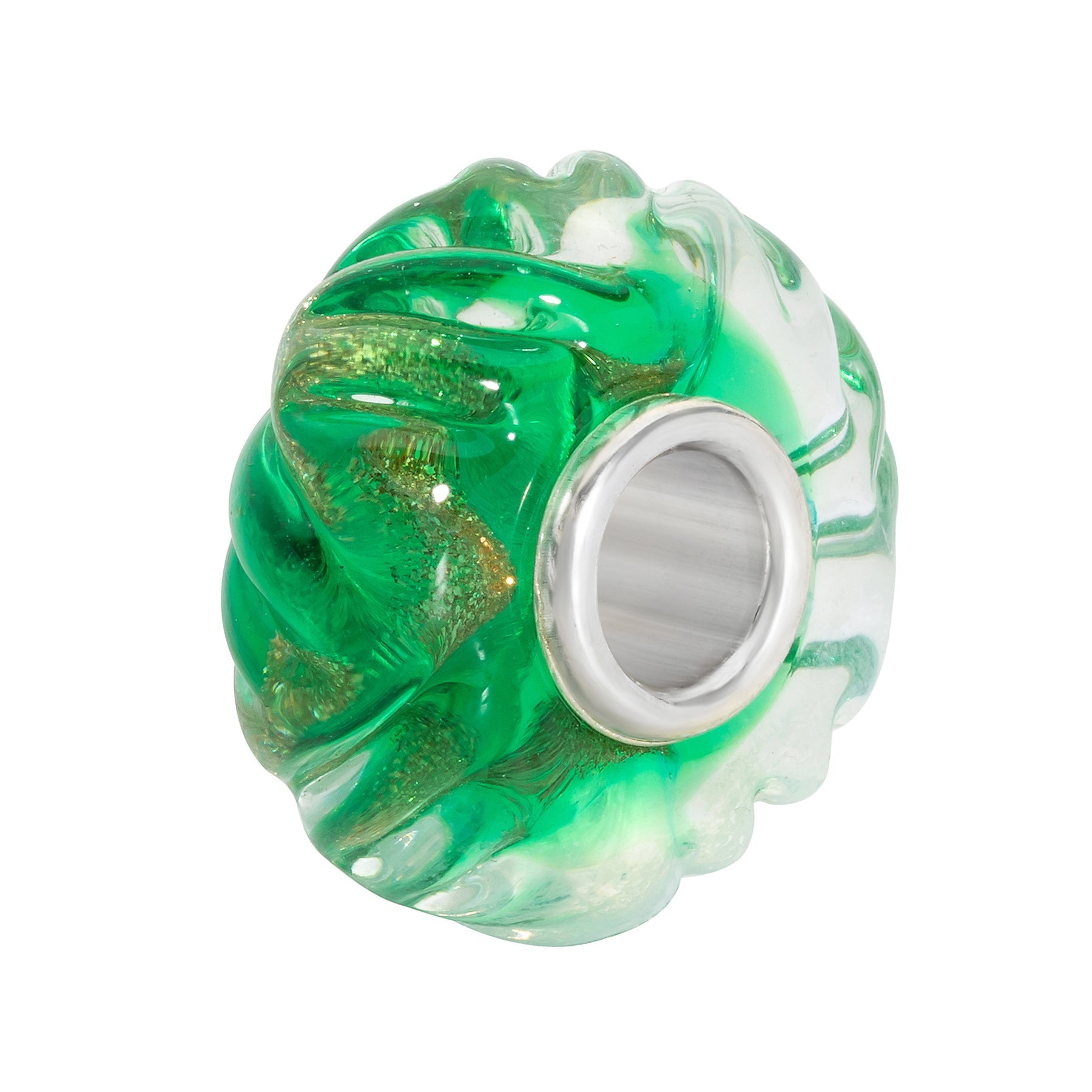 Elfbeads Kiwi Gold Sprinkles Roll green; silver glass Bead by The Alternative Bead. Your official Elfbeads Retailer from Germany