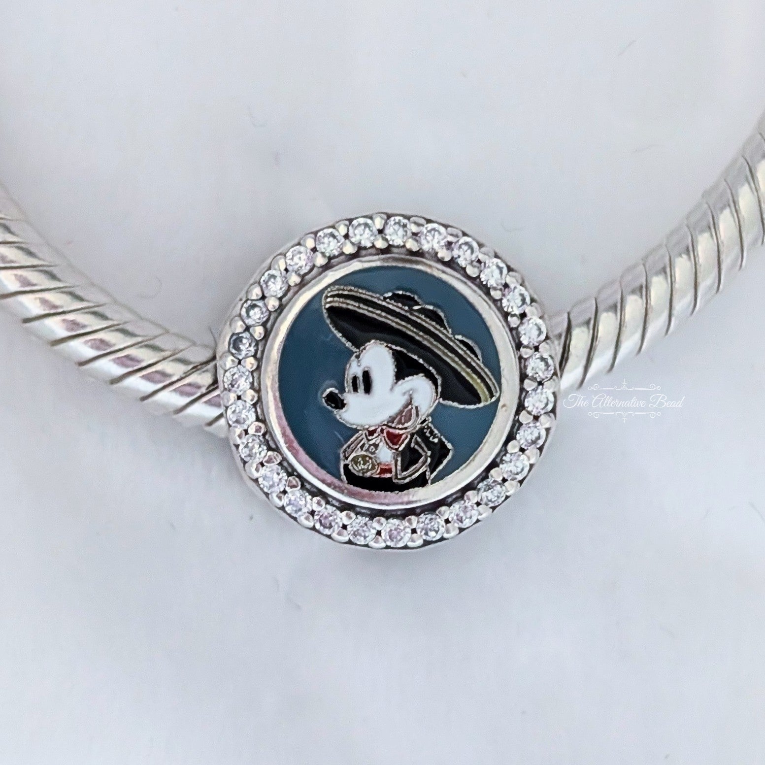Disney x Pandora Mickey Mouse Mexico (EPCOT World Showcase) silver and white and blue and beige sterling-silver and enamel Bead by The Alternative Bead. Your official Disney x Pandora Retailer from Germany