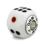 OHM Beads GOTM NO. 53 Lucky Roll white; dots glass Bead by The Alternative Bead. Your official OHM Beads Retailer from Germany