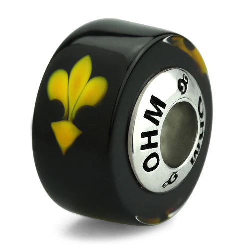 OHM Beads Fleur De Lis - Limited Edition black glass Bead The Alternative Bead