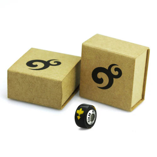 OHM Beads Fleur De Lis - Limited Edition black glass Bead The Alternative Bead