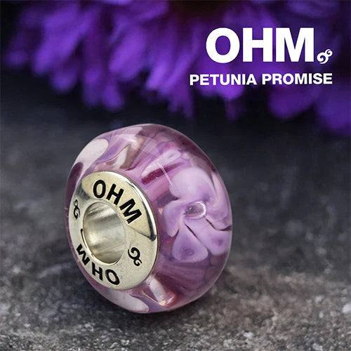 OHM Beads GOTM NO. 47 Petunia Promise  glass Bead by The Alternative Bead. Your official OHM Beads Retailer from Germany