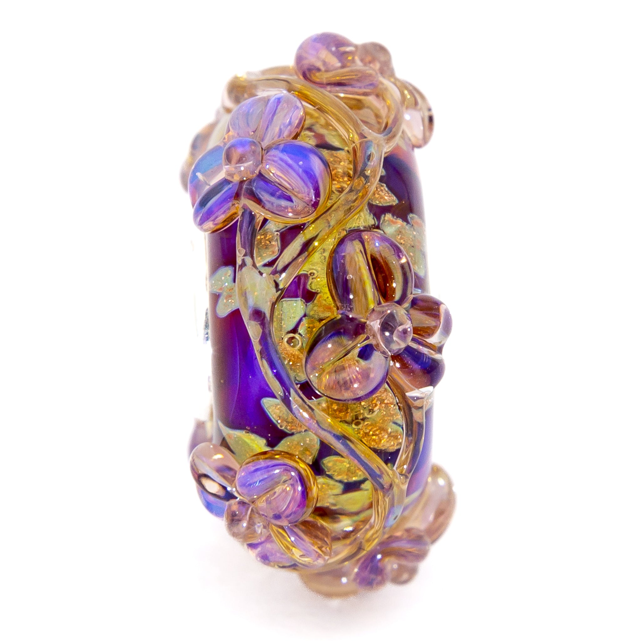 Elfbeads Amber Golddust Flowertwig gold; purple glass Bead by The Alternative Bead. Your official Elfbeads Retailer from Germany