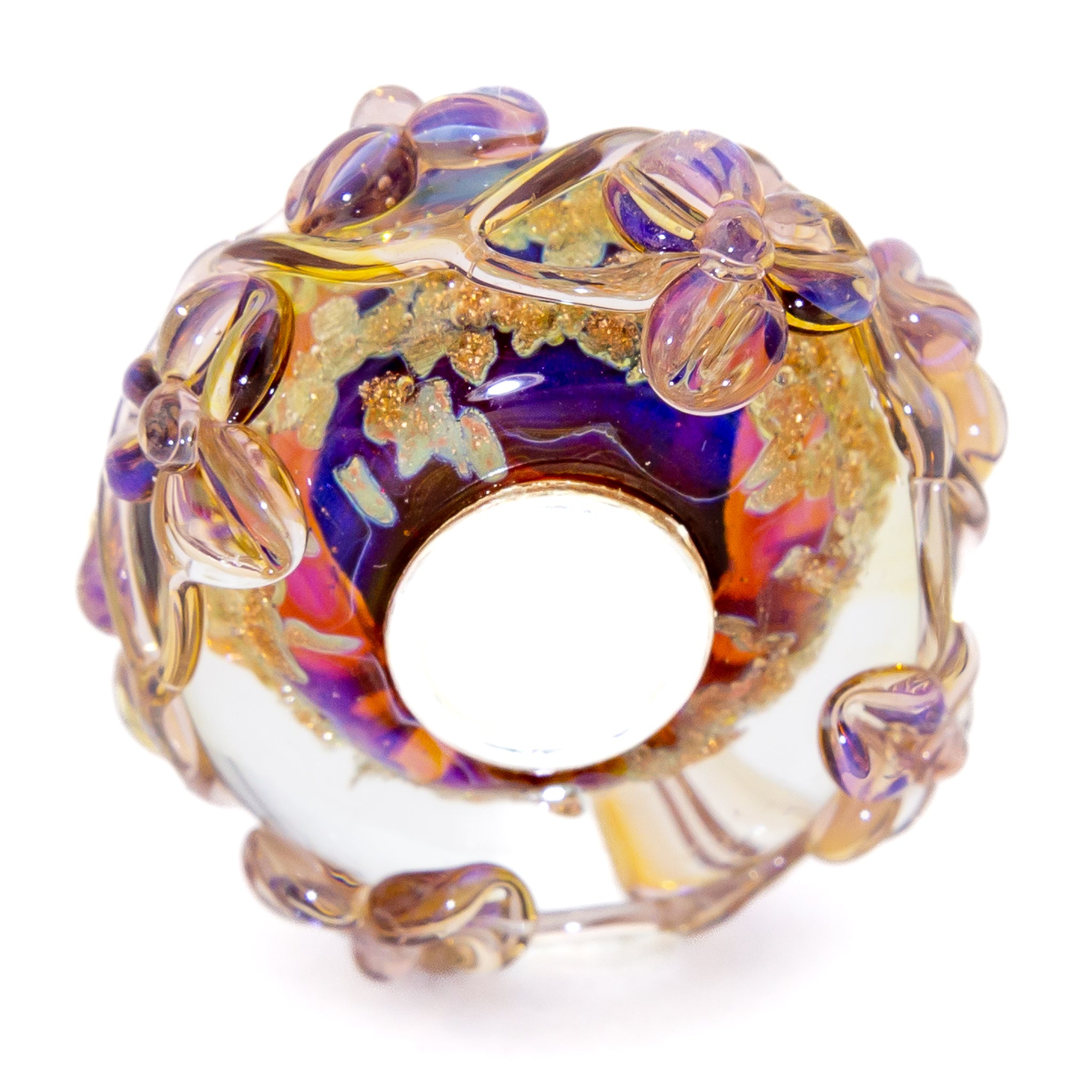 Elfbeads Amber Golddust Flowertwig gold; purple glass Bead by The Alternative Bead. Your official Elfbeads Retailer from Germany