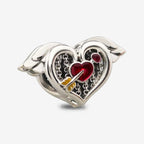 Praan Apollo Heart Charm silver and red and yellow sterling-silver and enamel Bead by The Alternative Bead. Your official Praan Retailer from Germany