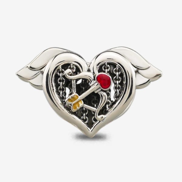 Praan Apollo Heart Charm silver and red and yellow sterling-silver and enamel Bead by The Alternative Bead. Your official Praan Retailer from Germany
