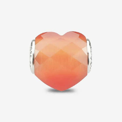 Apricot Cat’s Eye Faceted Glass Heart Charm