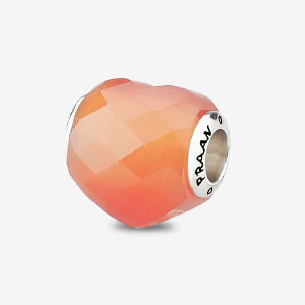 Praan Apricot Cat’s Eye Faceted Glass Heart Charm orange natural-stone Bead by The Alternative Bead. Your official Praan Retailer from Germany