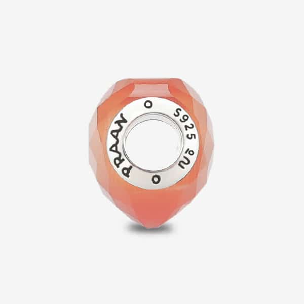 Praan Apricot Cat’s Eye Faceted Glass Heart Charm orange natural-stone Bead by The Alternative Bead. Your official Praan Retailer from Germany