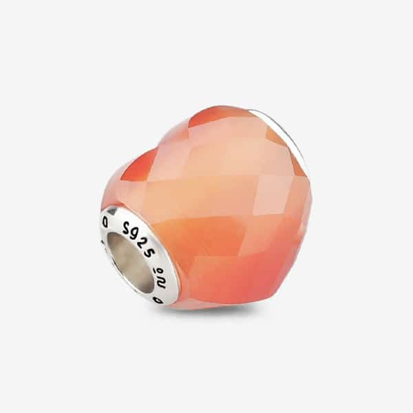 Apricot Cat’s Eye Faceted Glass Heart Charm