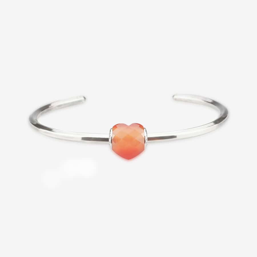 Praan Apricot Cat’s Eye Faceted Glass Heart Charm orange natural-stone Bead by The Alternative Bead. Your official Praan Retailer from Germany