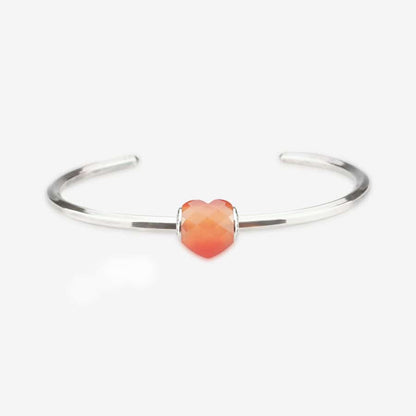 Apricot Cat’s Eye Faceted Glass Heart Charm