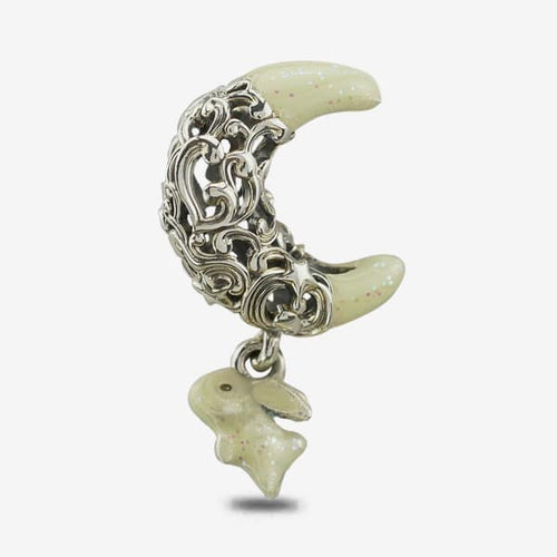 Praan Artemis Crescent Moon Charm silver; white sterling-silver; enamel Dangle by The Alternative Bead. Your official Praan Retailer from Germany