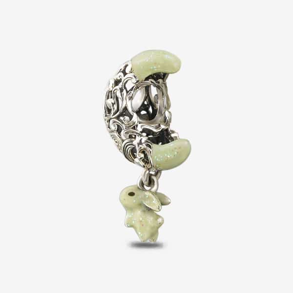 Praan Artemis Crescent Moon Charm silver and white sterling-silver and enamel Dangle by The Alternative Bead. Your official Praan Retailer from Germany