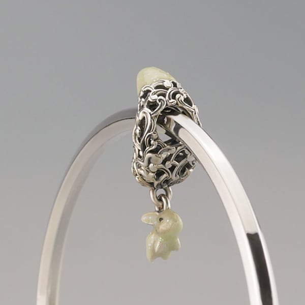 Praan Artemis Crescent Moon Charm silver and white sterling-silver and enamel Dangle by The Alternative Bead. Your official Praan Retailer from Germany