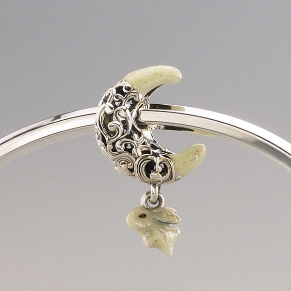 Praan Artemis Crescent Moon Charm silver and white sterling-silver and enamel Dangle by The Alternative Bead. Your official Praan Retailer from Germany