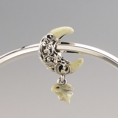 Praan Artemis Crescent Moon Charm silver; white sterling-silver; enamel Dangle by The Alternative Bead. Your official Praan Retailer from Germany