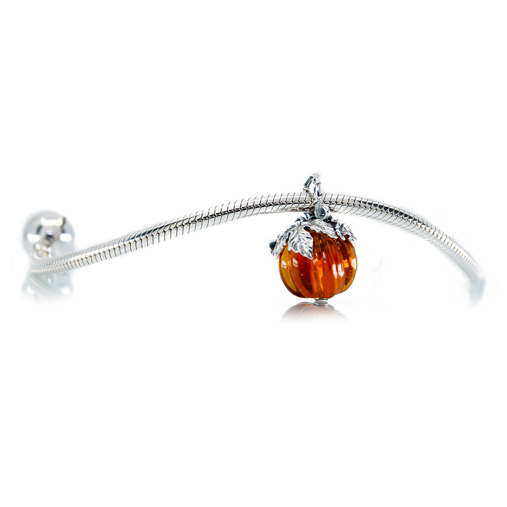 Aurora Charm Enchanted Pumpkin silver; orange sterling-silver; glass Dangle by The Alternative Bead. Your official Aurora Charm Retailer from Germany