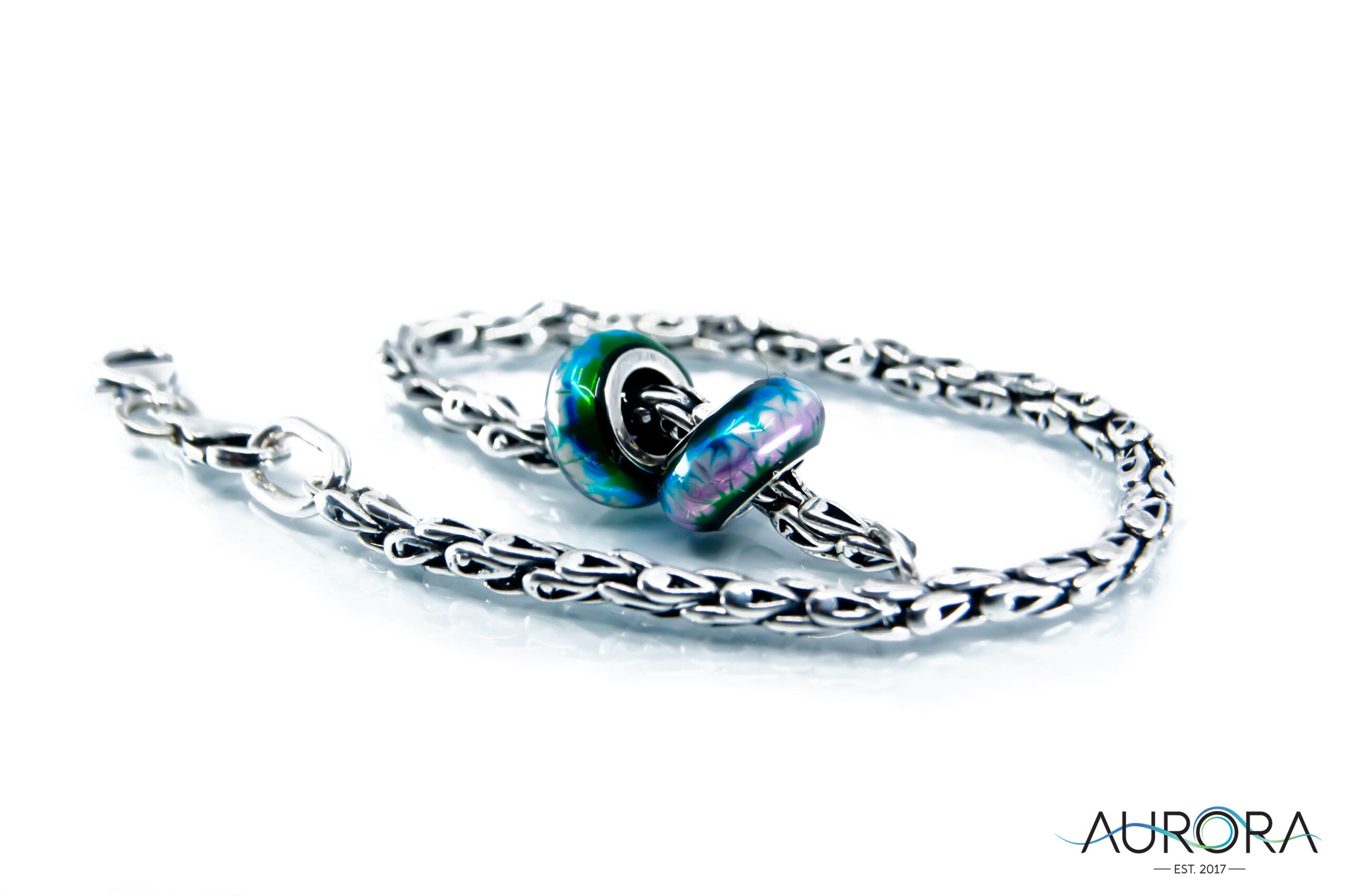 Aurora Charm Aurora Lights Special Edition Stopper silver; green; blue; multicolor sterling-silver; glass Stopper by The Alternative Bead. Your official Aurora Charm Retailer from Germany