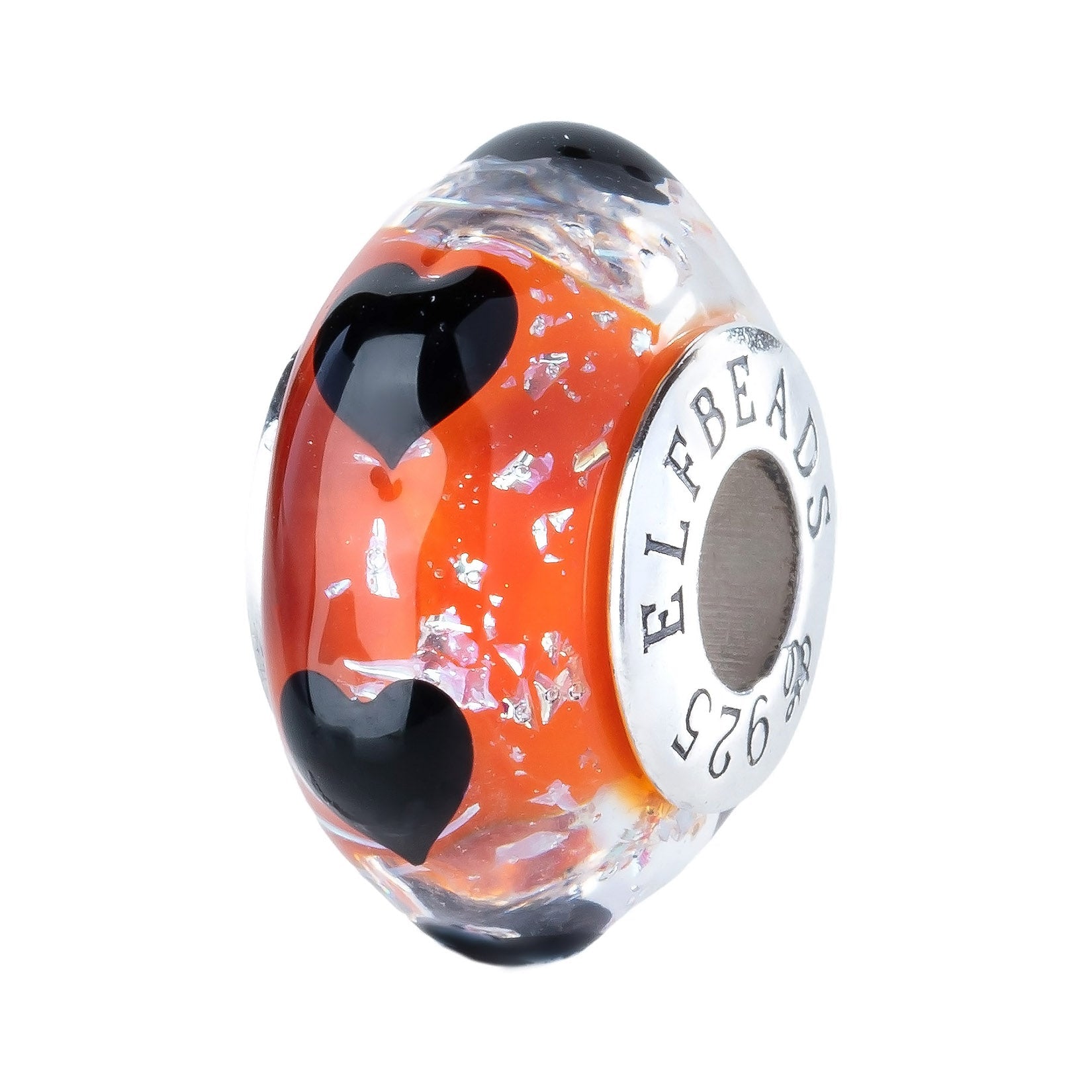 Elfbeads Betty Black Hearts  glass Bead by The Alternative Bead. Your official Elfbeads Retailer from Germany