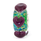 Elfbeads Black Currant Green Golddust Hearts  glass Bead by The Alternative Bead. Your official Elfbeads Retailer from Germany