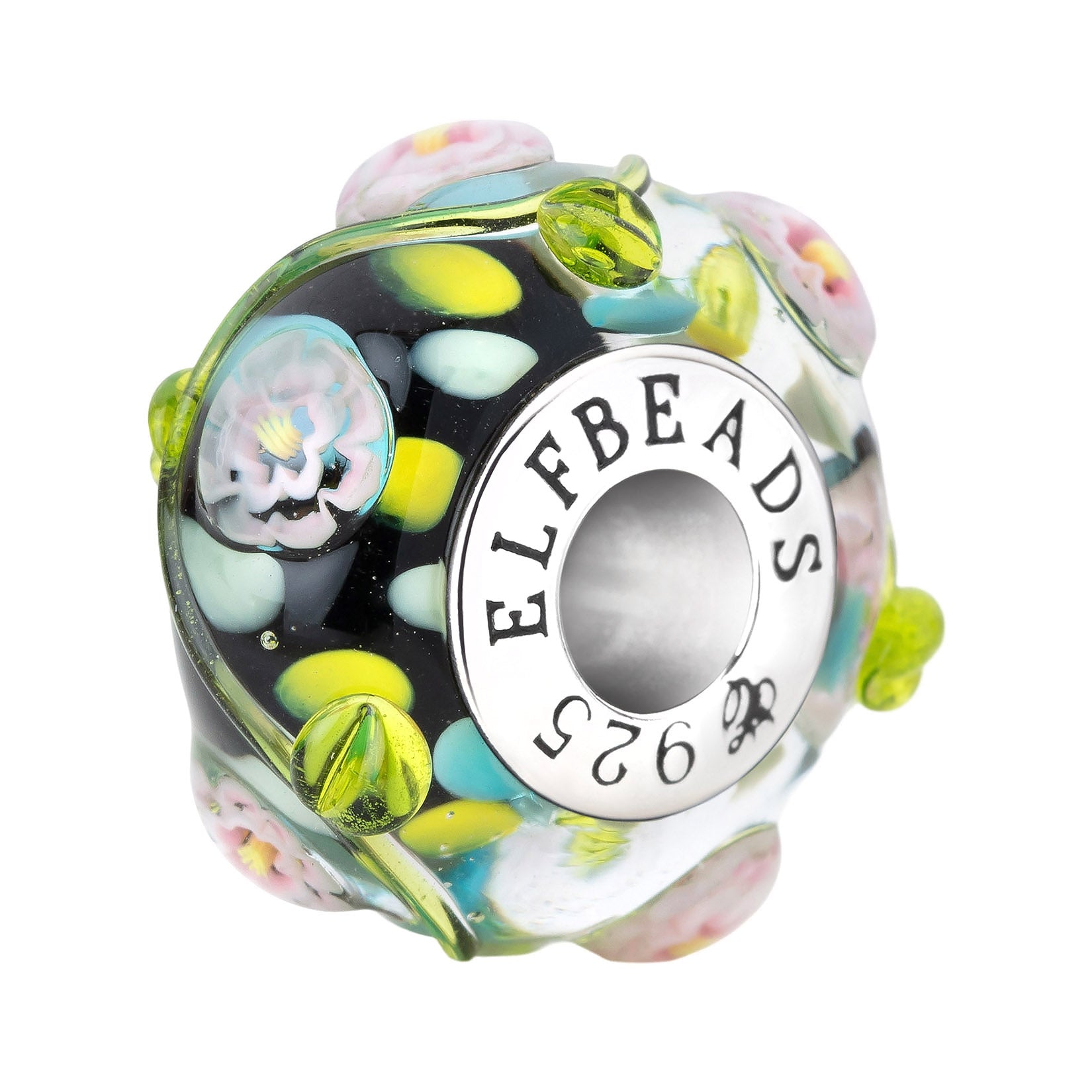 Elfbeads Bloom Sonata black; floral glass Bead by The Alternative Bead. Your official Elfbeads Retailer from Germany