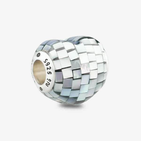 Praan Blue Steel Mother Of Pearl Heart Charm silver mother-of-pearl Bead by The Alternative Bead. Your official Praan Retailer from Germany