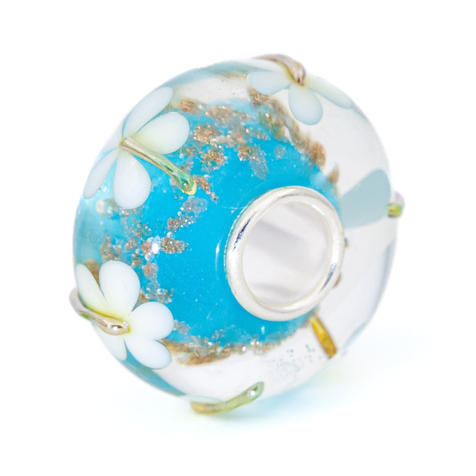 Elfbeads Blue Lagoon Dandelions  glass Bead by The Alternative Bead. Your official Elfbeads Retailer from Germany