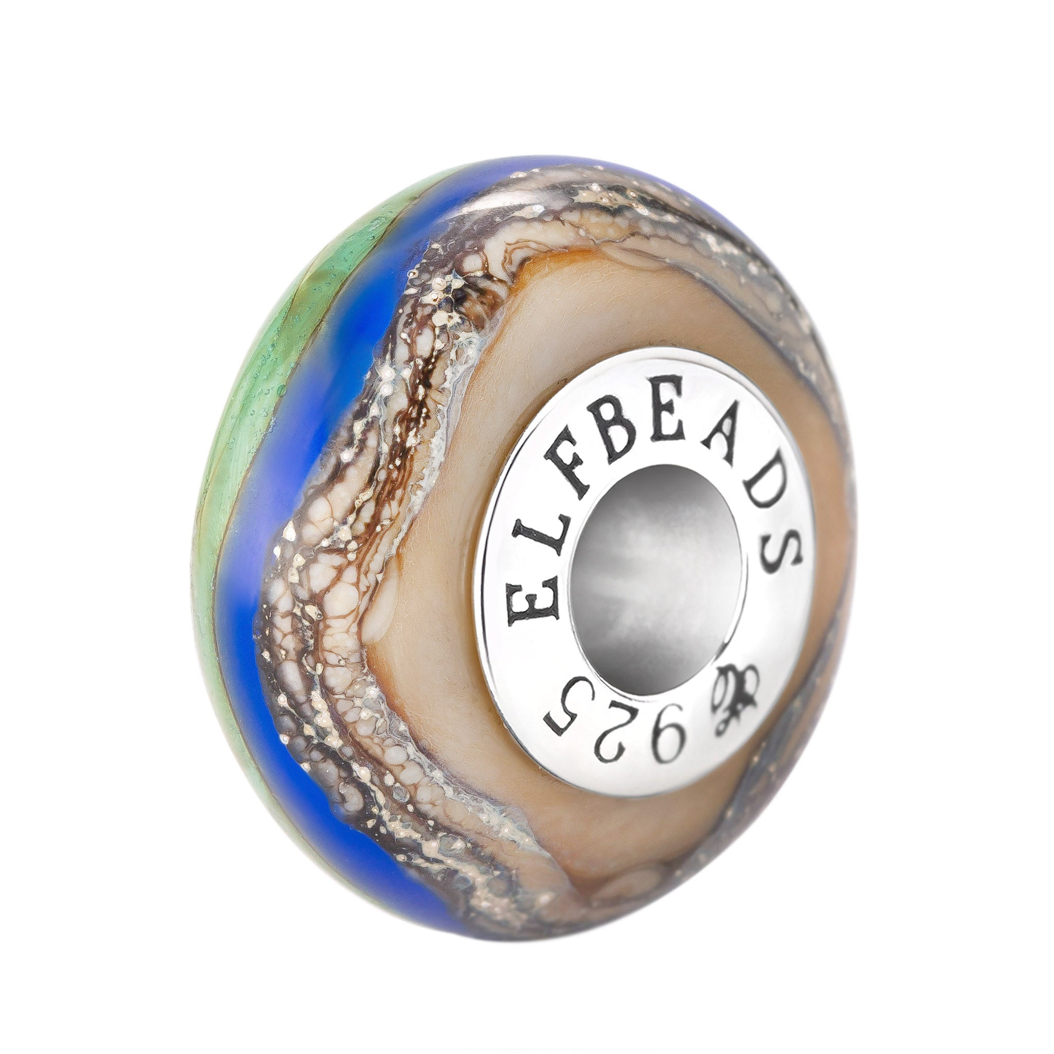 Elfbeads Blue Tide Shore blue; green; brown glass Bead by The Alternative Bead. Your official Elfbeads Retailer from Germany