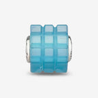 Praan Bluebird Cats Eye Glass Rubix Cube Charm blue; geometric glass Bead by The Alternative Bead. Your official Praan Retailer from Germany