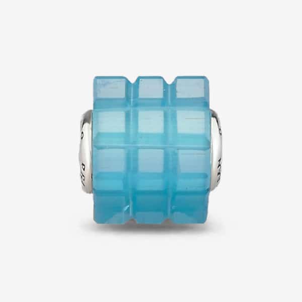 Praan Bluebird Cats Eye Glass Rubix Cube Charm blue and geometric glass Bead by The Alternative Bead. Your official Praan Retailer from Germany