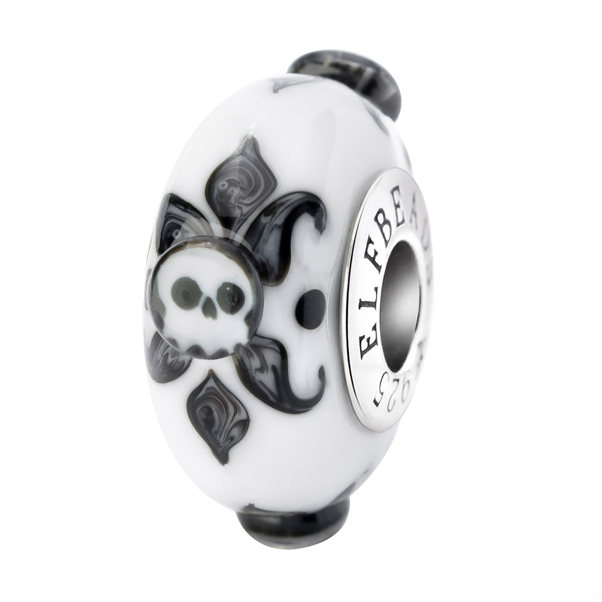Elfbeads Bone Blossom black; white glass Bead by The Alternative Bead. Your official Elfbeads Retailer from Germany