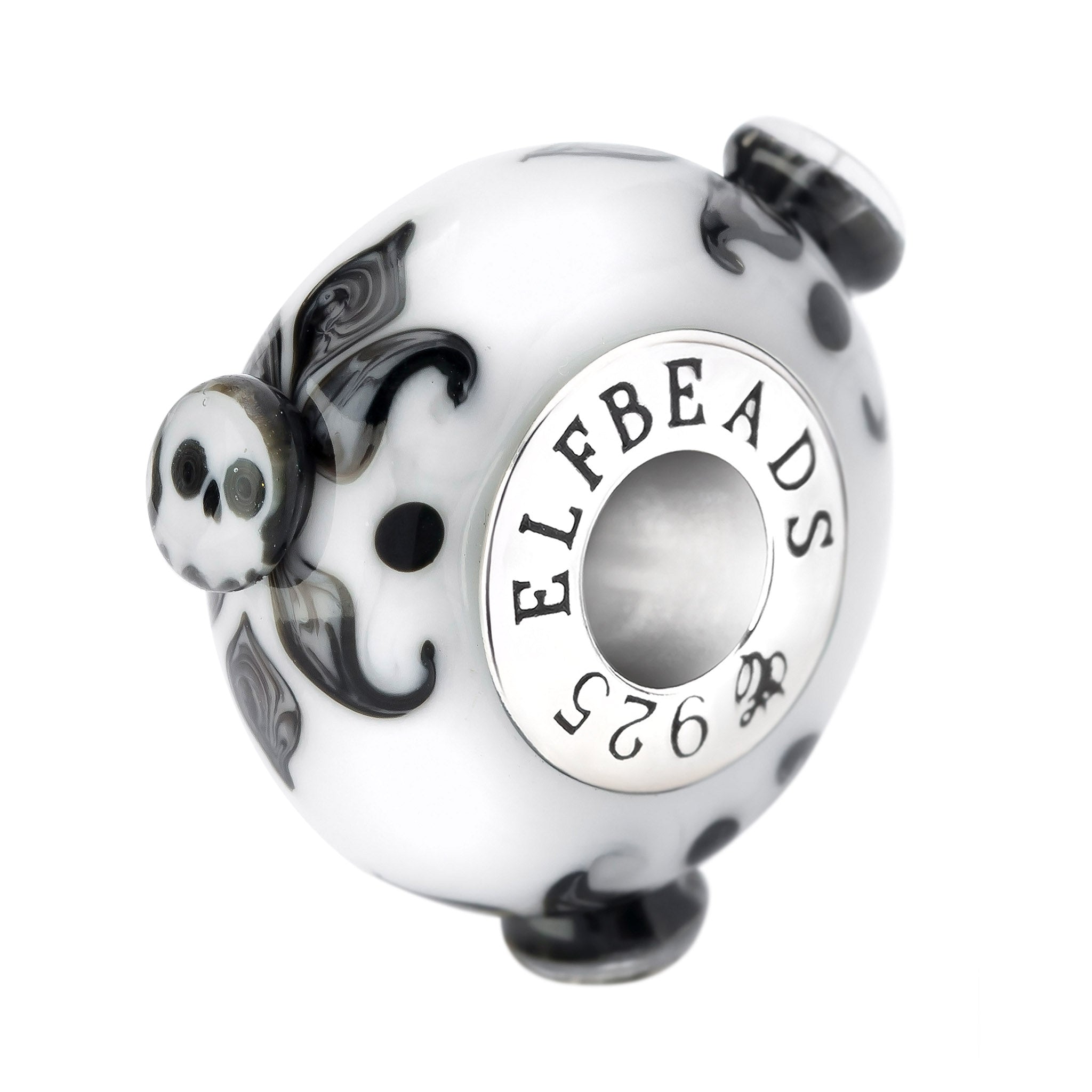 Elfbeads Bone Blossom black; white glass Bead by The Alternative Bead. Your official Elfbeads Retailer from Germany
