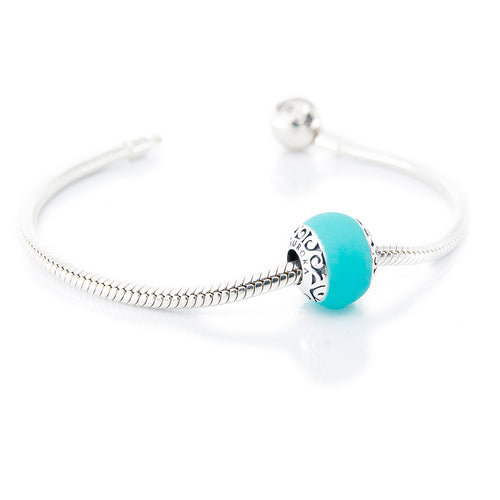 Aurora Charm Bora Bora Island Blue Sea Glass Bead silver; blue sterling-silver; glass Bead by The Alternative Bead. Your official Aurora Charm Retailer from Germany