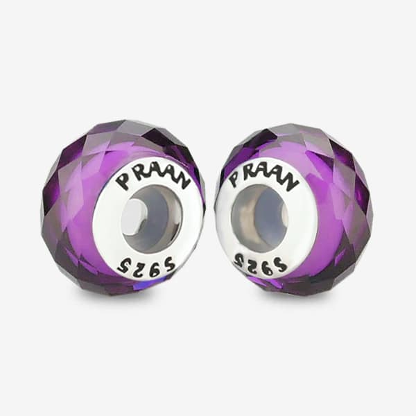 Praan Bright Violet Crystal Stopper Charm purple crystal Stopper by The Alternative Bead. Your official Praan Retailer from Germany