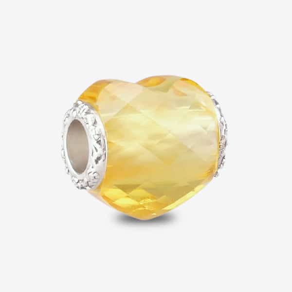 Praan Buttercup Heart Charm yellow crystal Bead by The Alternative Bead. Your official Praan Retailer from Germany