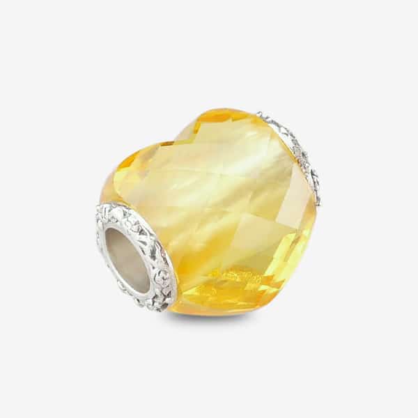 Praan Buttercup Heart Charm yellow crystal Bead by The Alternative Bead. Your official Praan Retailer from Germany