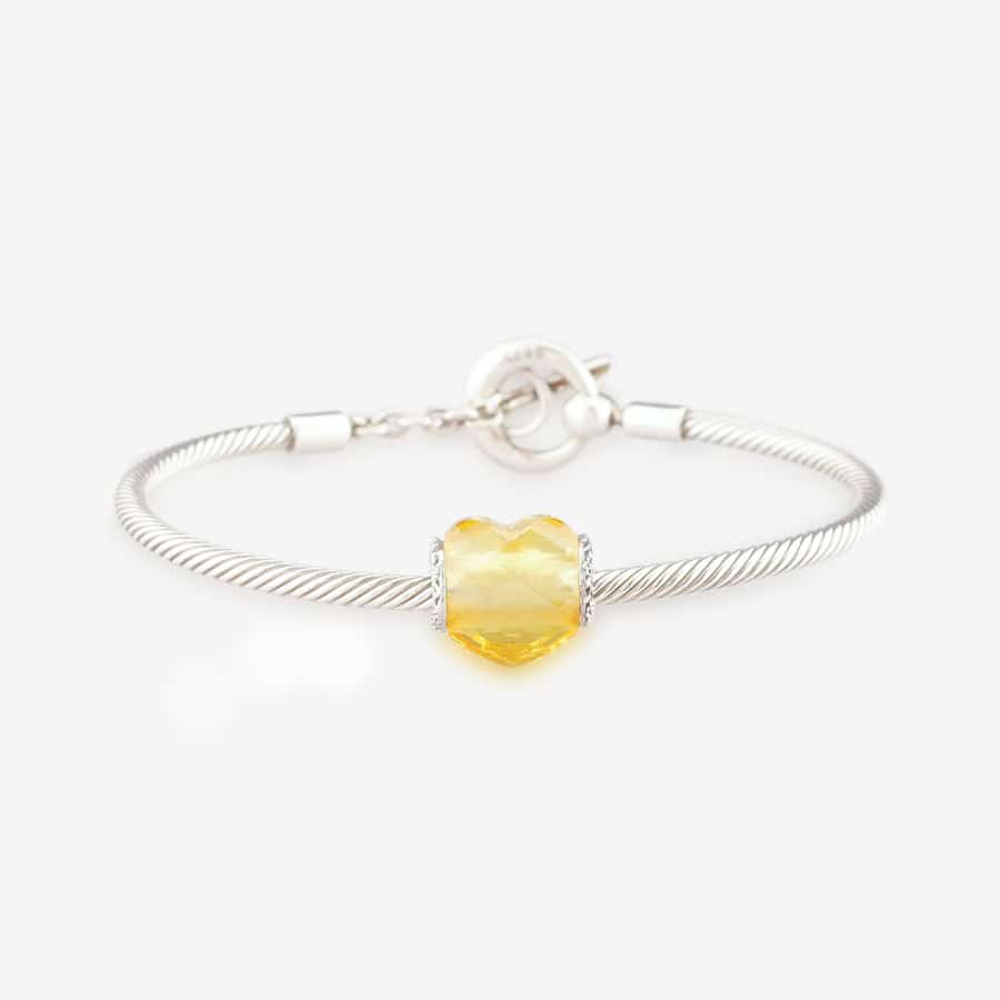 Praan Buttercup Heart Charm yellow crystal Bead by The Alternative Bead. Your official Praan Retailer from Germany