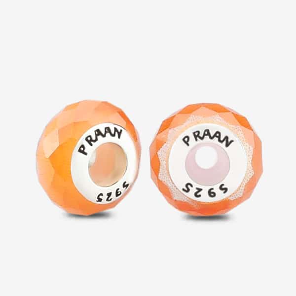 Praan Butterscotch Orange Cat’s Eye Stone Glass Stopper Charms orange natural-stone Stopper by The Alternative Bead. Your official Praan Retailer from Germany