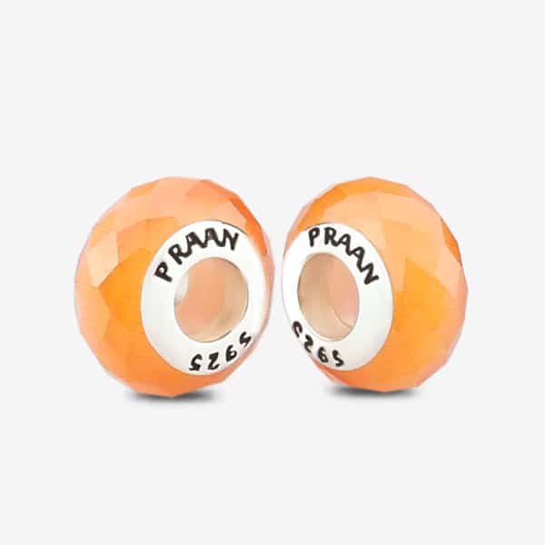 Praan Butterscotch Orange Cat’s Eye Stone Glass Stopper Charms orange natural-stone Stopper by The Alternative Bead. Your official Praan Retailer from Germany