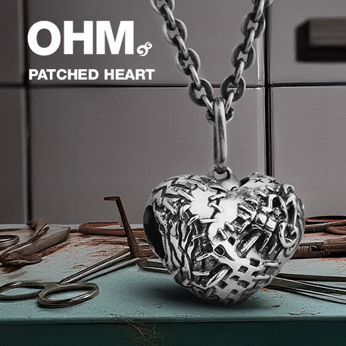 OHM Beads Patched Heart silver sterling-silver Bead by The Alternative Bead. Your official OHM Beads Retailer from Germany