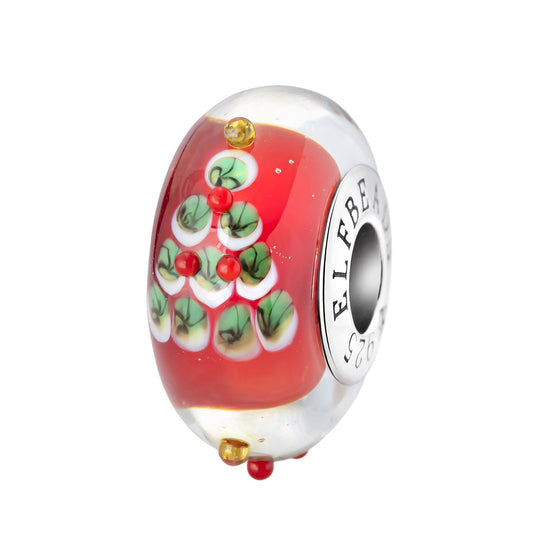 Silver; Red Elfbeads Christmas Tree Wonderland Celebration Charm by The Alternative Bead 