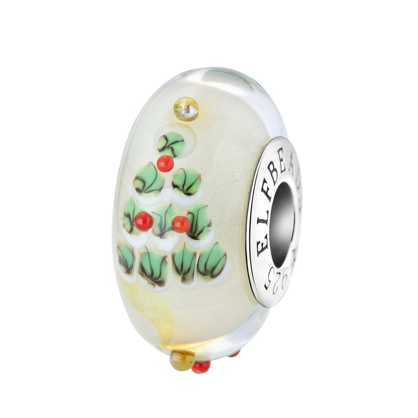 Silver; White Elfbeads Christmas Tree Wonderland Joy Charm by The Alternative Bead 